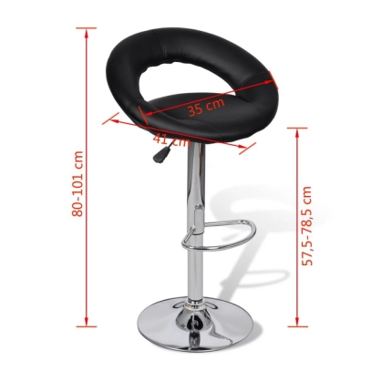 Bar Stools 2 pcs Black Faux Leather - Image 8