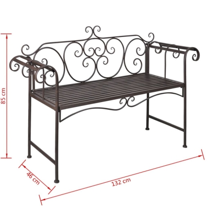 Garden Bench 132 cm Steel Antique Brown - Image 5