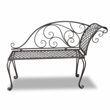 Garden Chaise Lounge 128 cm Steel Antique Brown - Image 2