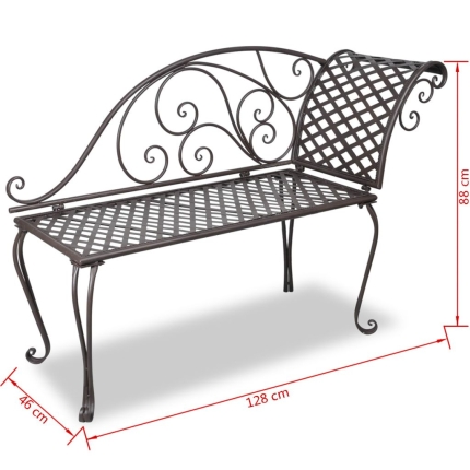 Garden Chaise Lounge 128 cm Steel Antique Brown - Image 5