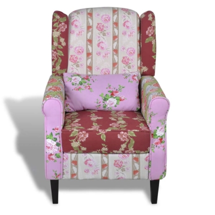 Armchair with Patchwork Design Fabric - Image 3