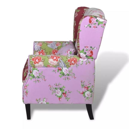 Armchair with Patchwork Design Fabric - Image 4