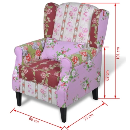 Armchair with Patchwork Design Fabric - Image 7