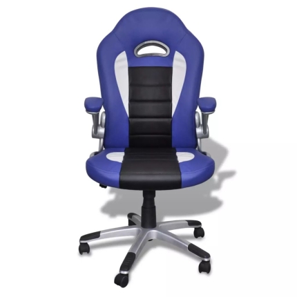 Blue Office Artificial Leather Chair Modern Design - Image 2