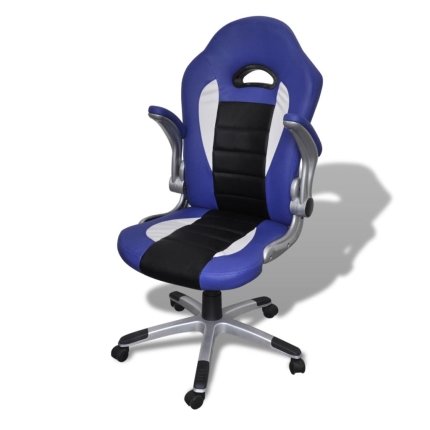 Blue Office Artificial Leather Chair Modern Design - Image 4
