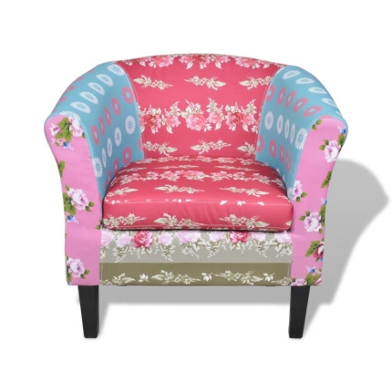 Armchair with Patchwork Design Fabric - Image 3