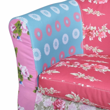 Armchair with Patchwork Design Fabric - Image 5