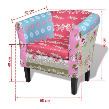 Armchair with Patchwork Design Fabric - Image 6