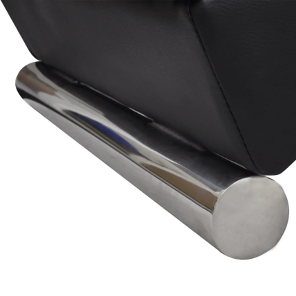 Chaise Longue Black Faux Leather - Image 3