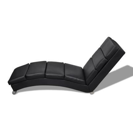 Chaise Longue Black Faux Leather - Image 4