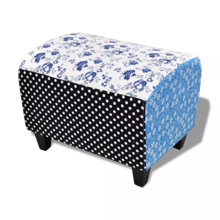 Patchwork Foot Stool Ottoman Country Living Style Flower Spot - Image 2