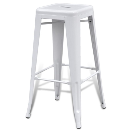 Bar Stools 2 pcs White Steel - Image 4