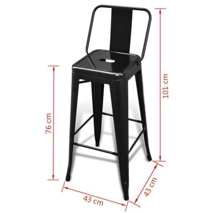 Bar Stools 2 pcs Black Steel - Image 5