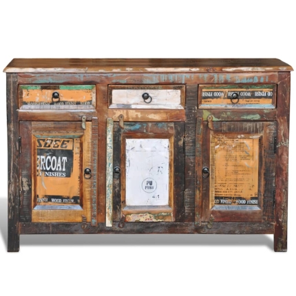Reclaimed Cupboard Solid Wood Vintage with 3 Drawers 3 Doors - Image 2