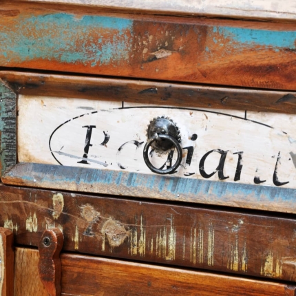 Reclaimed Cupboard Solid Wood Vintage with 3 Drawers 3 Doors - Image 11