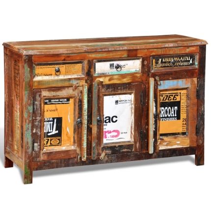 Reclaimed Cupboard Solid Wood Vintage with 3 Drawers 3 Doors - Image 4