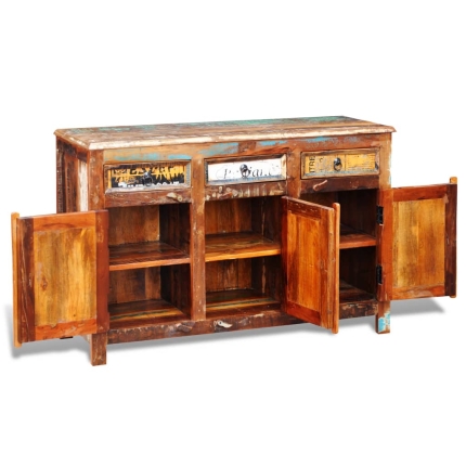 Reclaimed Cupboard Solid Wood Vintage with 3 Drawers 3 Doors - Image 7