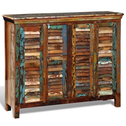 Reclaimed Cupboard Solid Wood with 4 Doors - Image 3