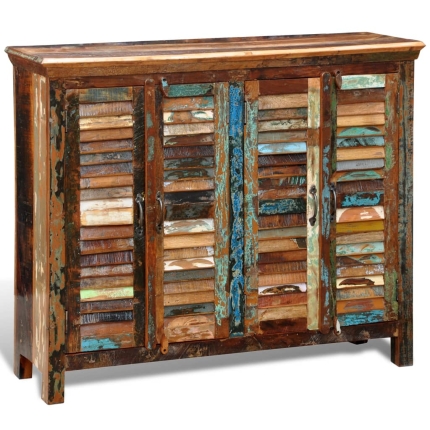 Reclaimed Cupboard Solid Wood with 4 Doors - Image 4