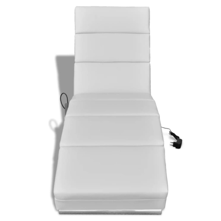 Massage Recliner White Faux Leather - Image 3