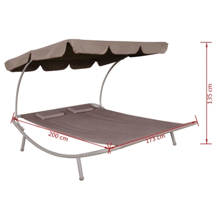 Outdoor Lounge Bed with Canopy & Pillows Brown - Image 5