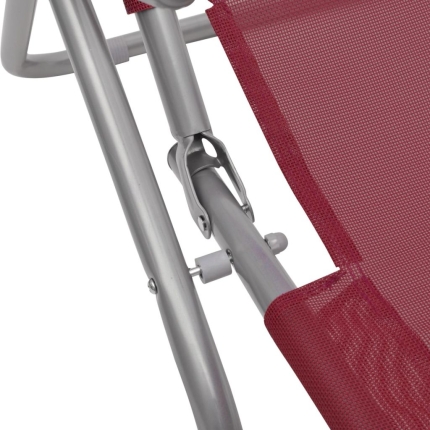 Sun Loungers 2 pcs Steel Frame and Textilene Red - Image 5