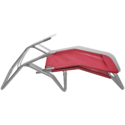 Sun Loungers 2 pcs Steel Frame and Textilene Red - Image 7