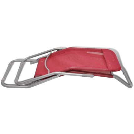 Sun Loungers 2 pcs Steel Frame and Textilene Red - Image 8