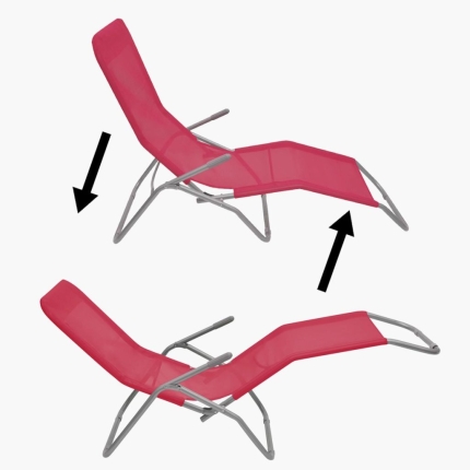 Sun Loungers 2 pcs Steel Frame and Textilene Red - Image 9