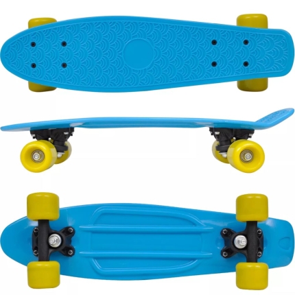 Retro Skateboard with Blue Top Yellow Wheels 6.1" - Image 2