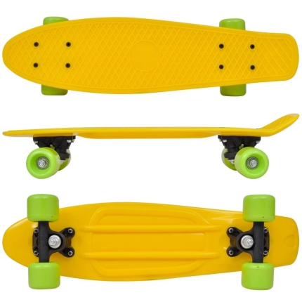 Retro Skateboard with Yellow Top Green Wheels 6.1" - Image 2