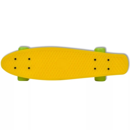 Retro Skateboard with Yellow Top Green Wheels 6.1" - Image 3
