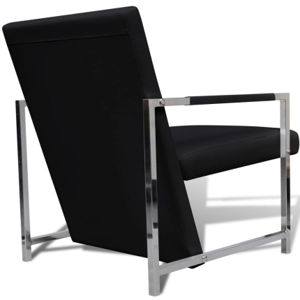 Armchairs 2 pcs with Chrome Frame Black Faux Leather - Image 6