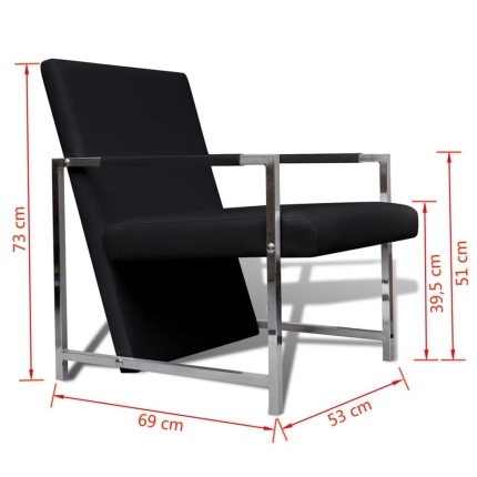 Armchairs 2 pcs with Chrome Frame Black Faux Leather - Image 7