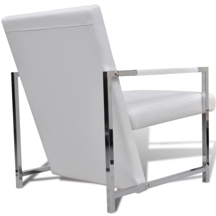 Armchairs 2 pcs with Chrome Frame White Faux Leather - Image 4