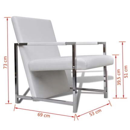 Armchairs 2 pcs with Chrome Frame White Faux Leather - Image 7