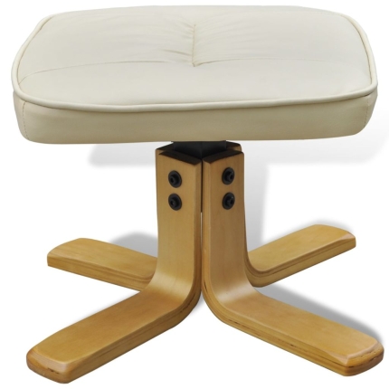 Armchair with Footrest Cream White Faux Leather - Image 5