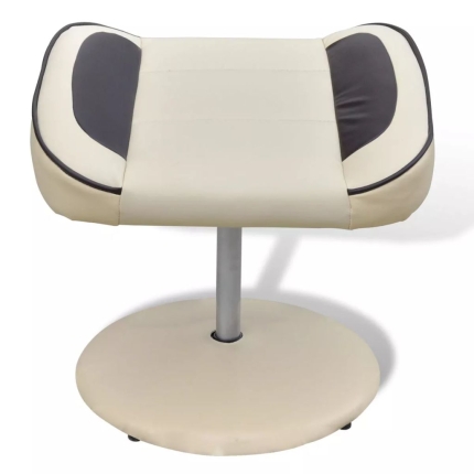 Armchair with Footrest Cream White Faux Leather - Image 4