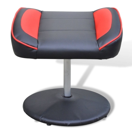 Armchair with Footrest Black/Red Faux Leather - Image 4