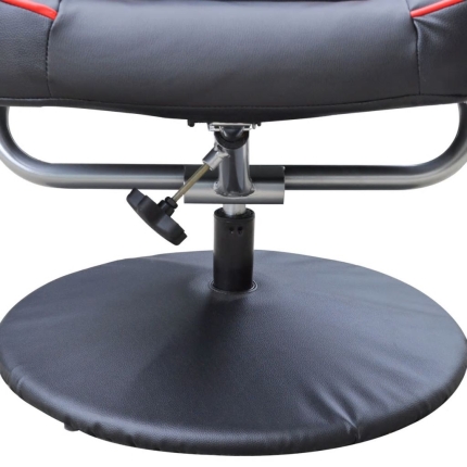 Armchair with Footrest Black/Red Faux Leather - Image 6