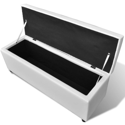 Long Storage Bench Wood White - Image 3