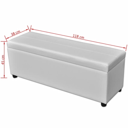 Long Storage Bench Wood White - Image 5