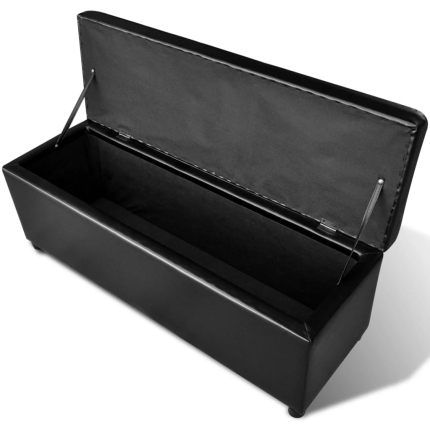 Long Storage Bench Wood Black - Image 4