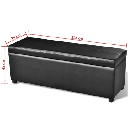 Long Storage Bench Wood Black - Image 6