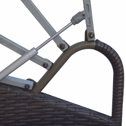 Outdoor Lounge Bed with Canopy Poly Rattan Brown - Image 5