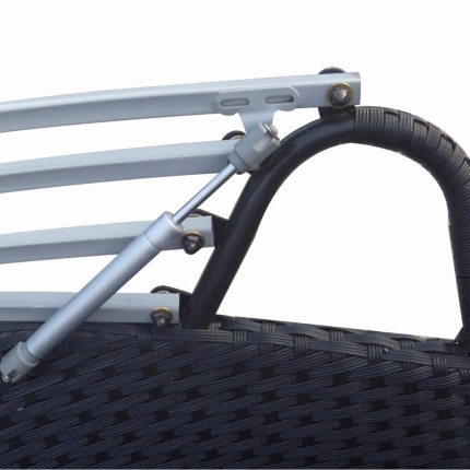Outdoor Lounge Bed with Canopy Poly Rattan Black - Image 5