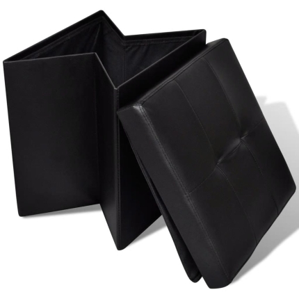Foldable Storage Stool Ottoman Footstool Black 2 pcs - Image 2