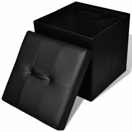 Foldable Storage Stool Ottoman Footstool Black 2 pcs - Image 3