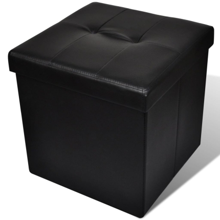 Foldable Storage Stool Ottoman Footstool Black 2 pcs - Image 5