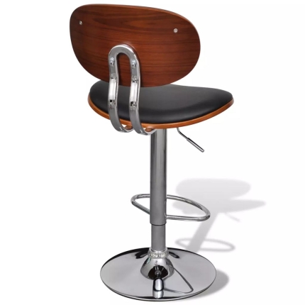 Bar Stools 2 pcs Bent Wood and Faux Leather - Image 3